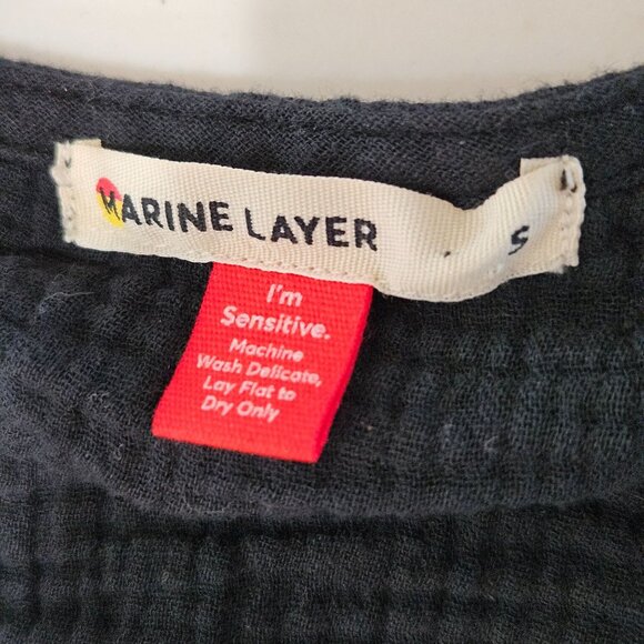 Marine Layer Valencia Black Gauze Wrap Dress Size Medium Midi Flowy Bohemian - Picture 9 of 13